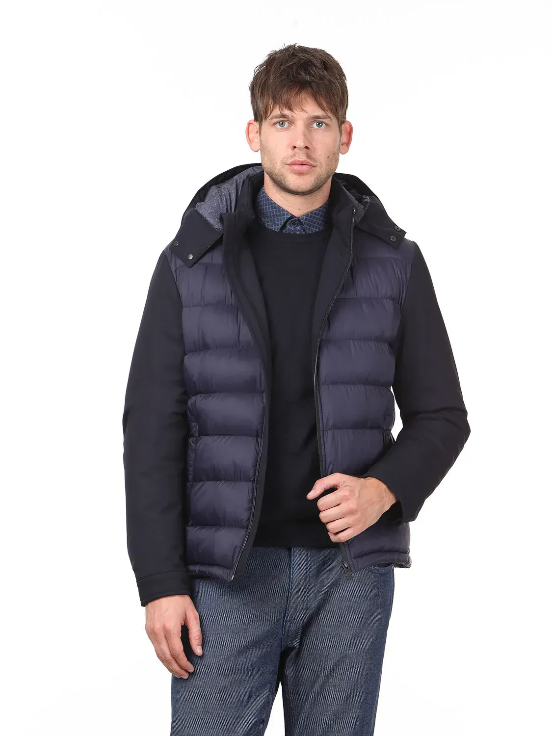 Navy Blue Weaving Coat - 4