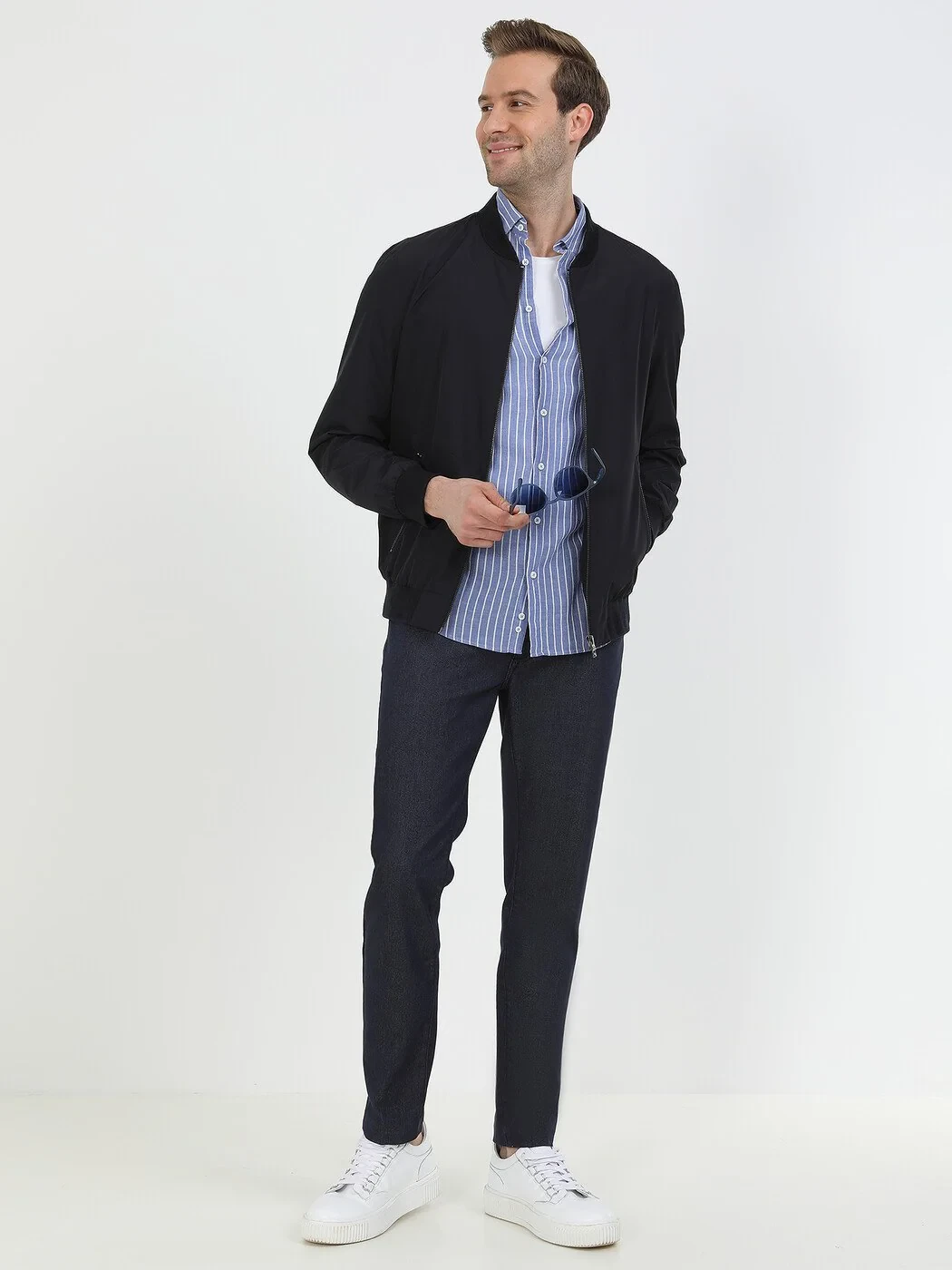 Navy Blue Weaving Coat - 2