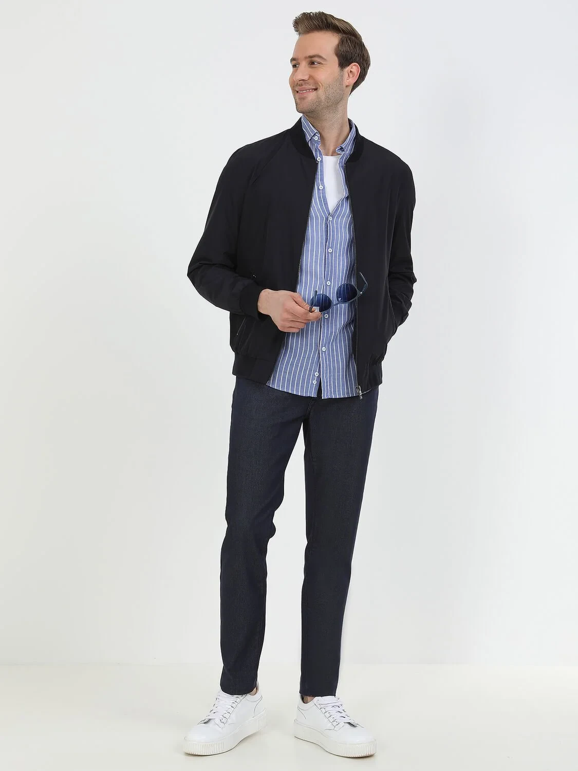 Navy Blue Weaving Coat - 2