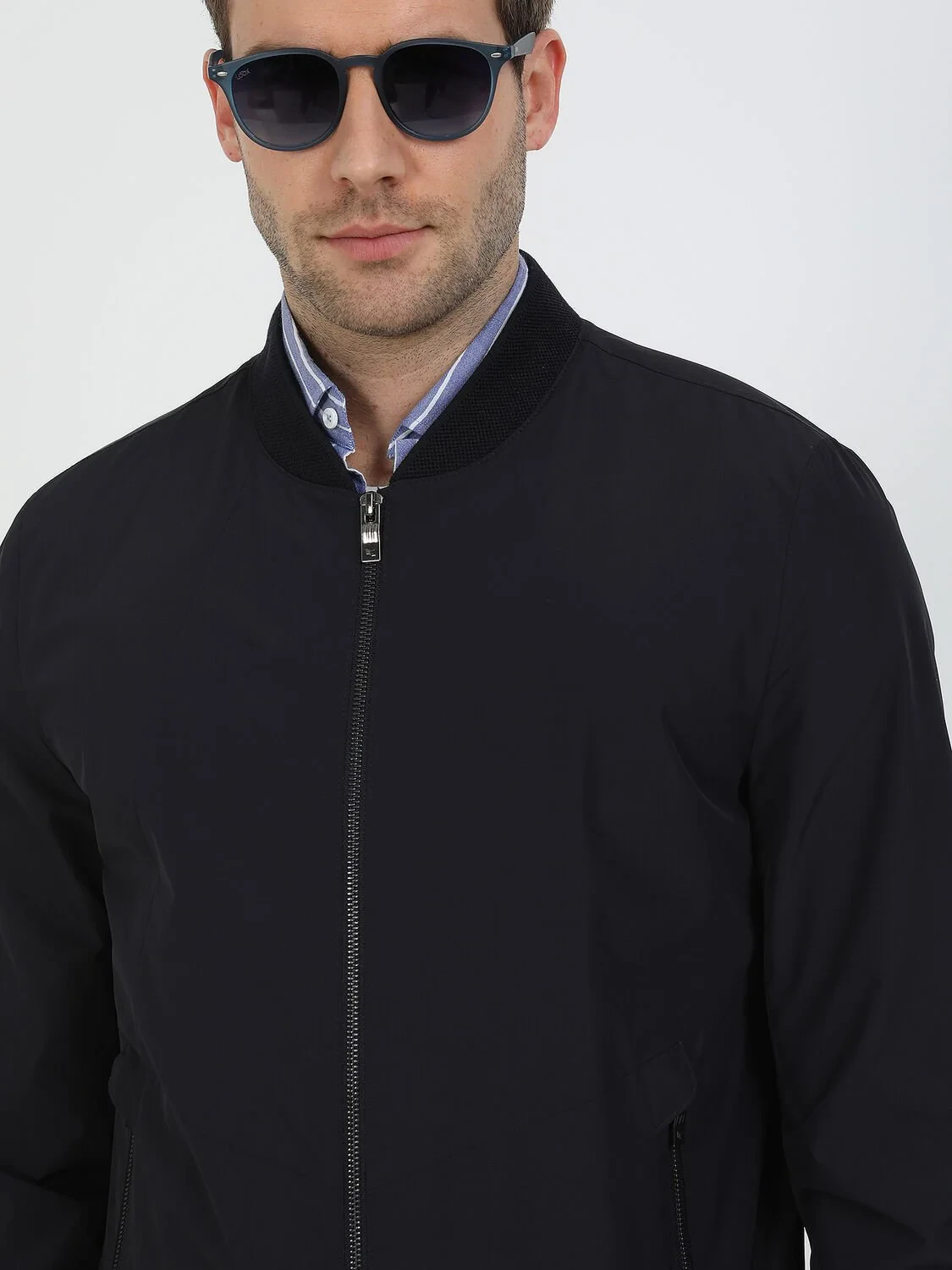Navy Blue Weaving Coat - 3
