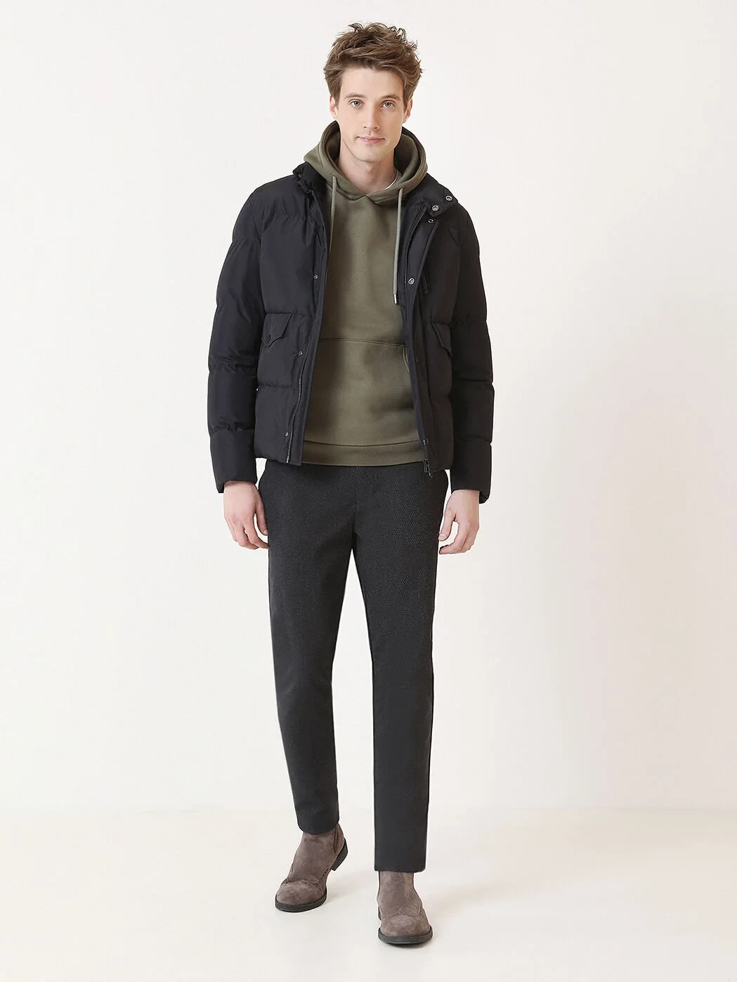 Navy Blue Weaving Coat - 2