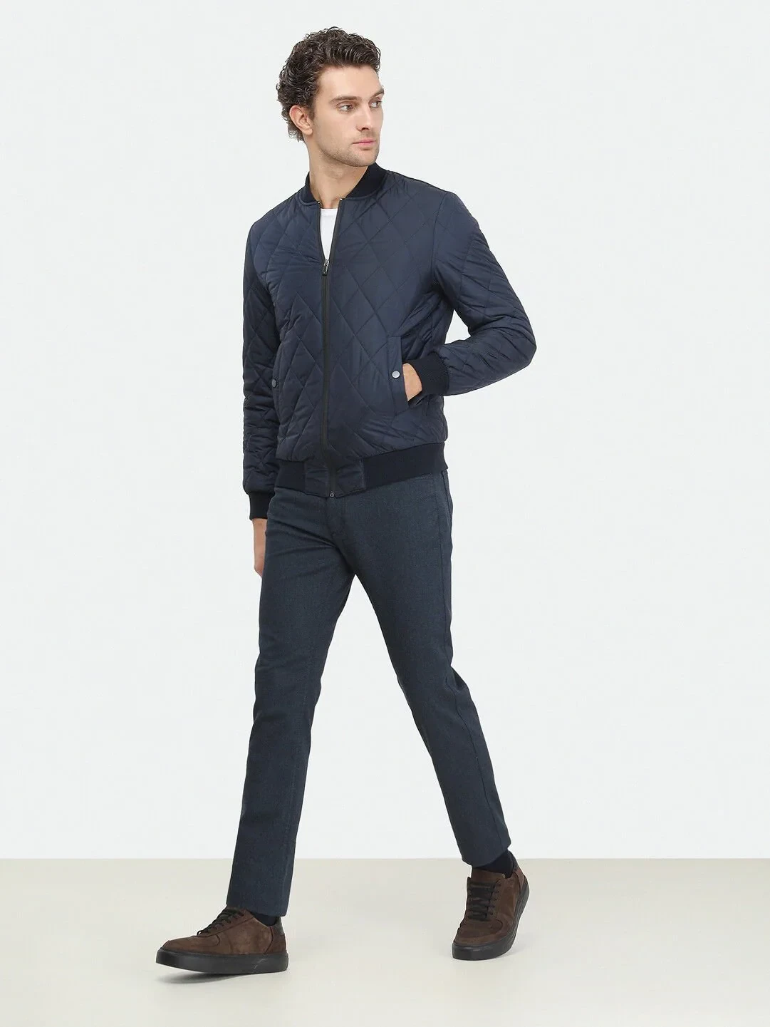 Navy Blue Weaving Coat - 2
