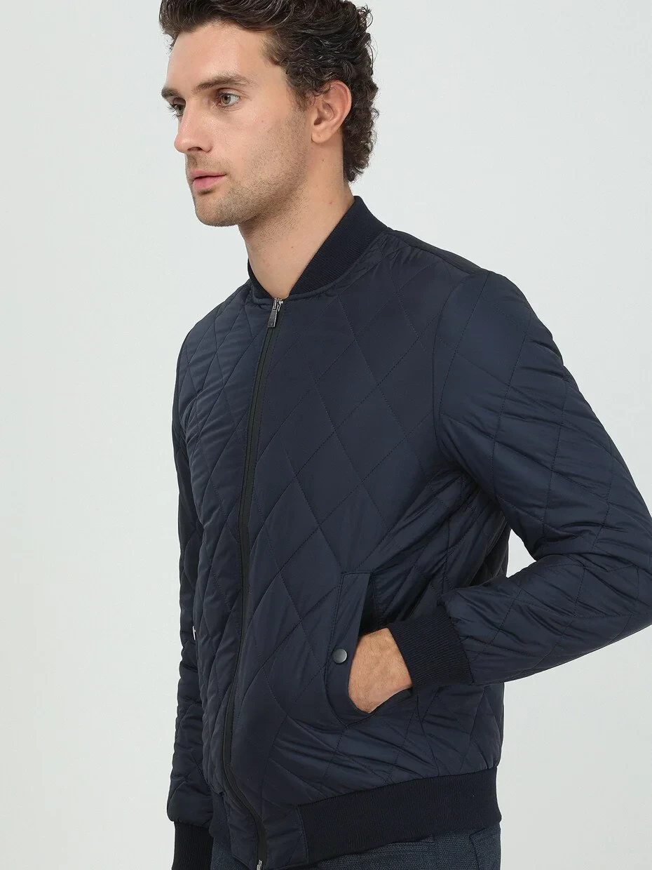 Navy Blue Weaving Coat - 3