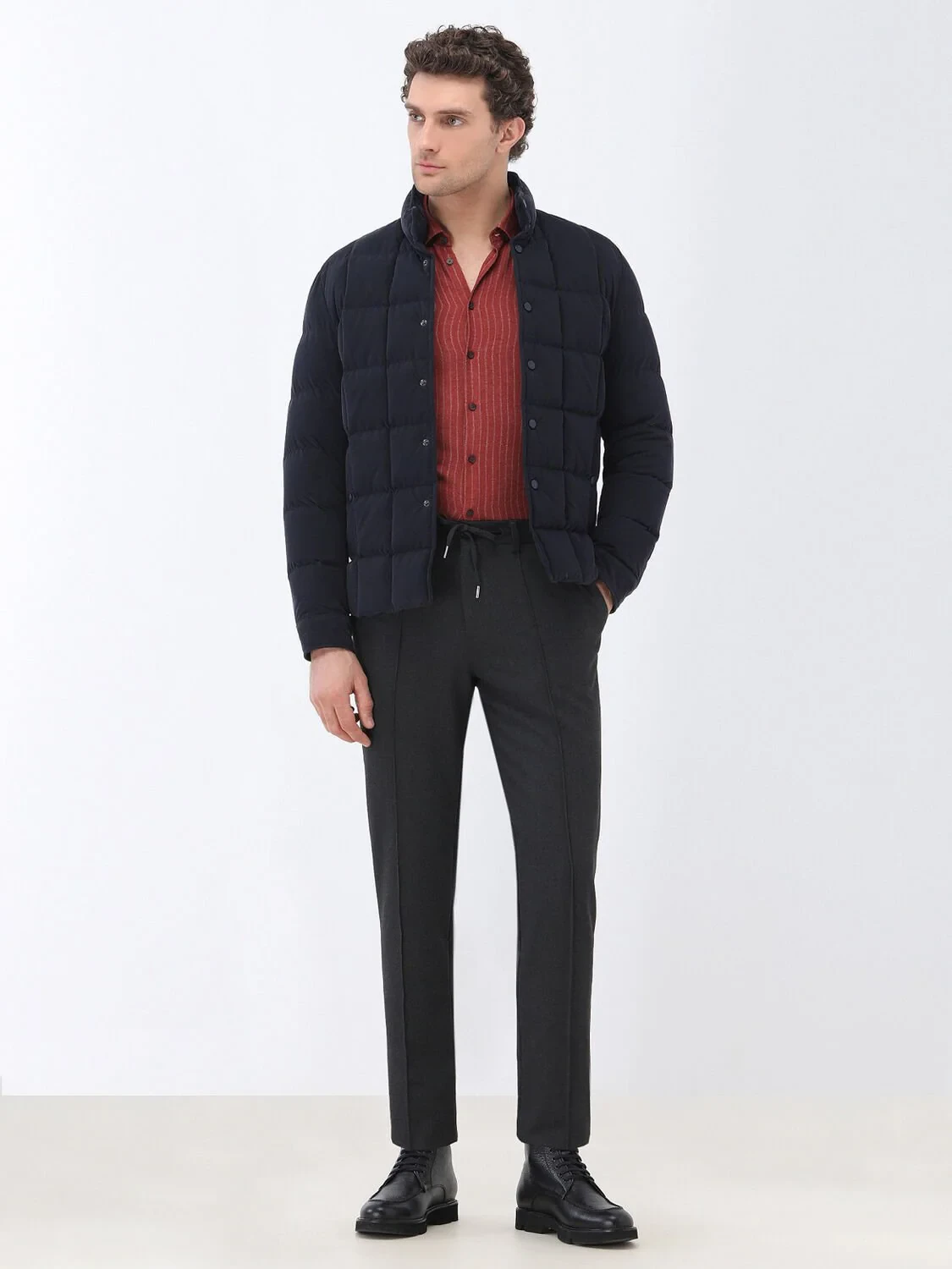 Navy Blue Weaving Coat - 2