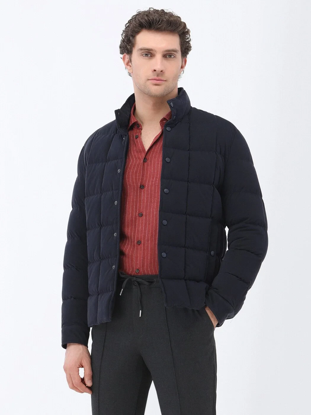 Navy Blue Weaving Coat - 3