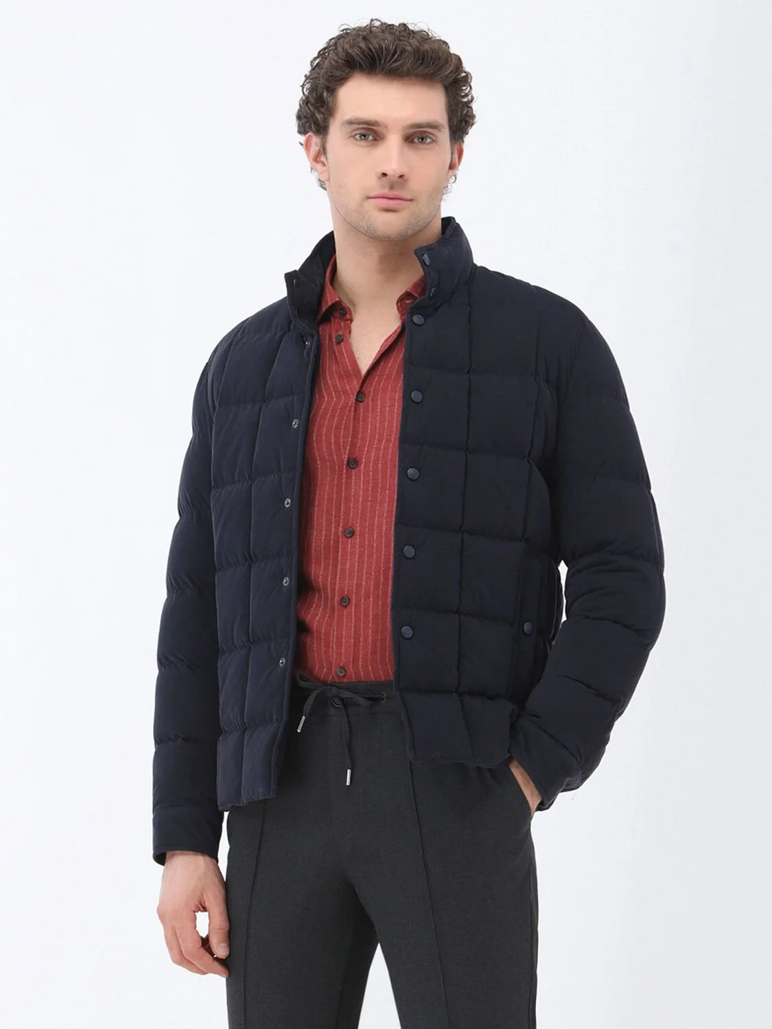 Navy Blue Weaving Coat - 3