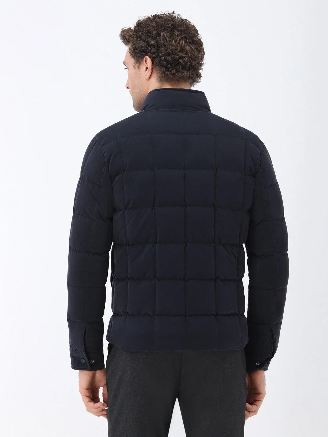 Navy Blue Weaving Coat - 5