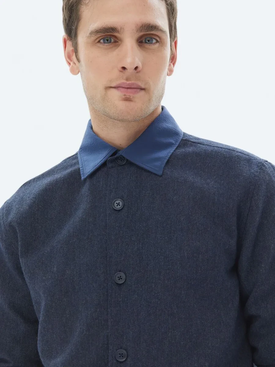 Navy Blue Weaving Coat - 9