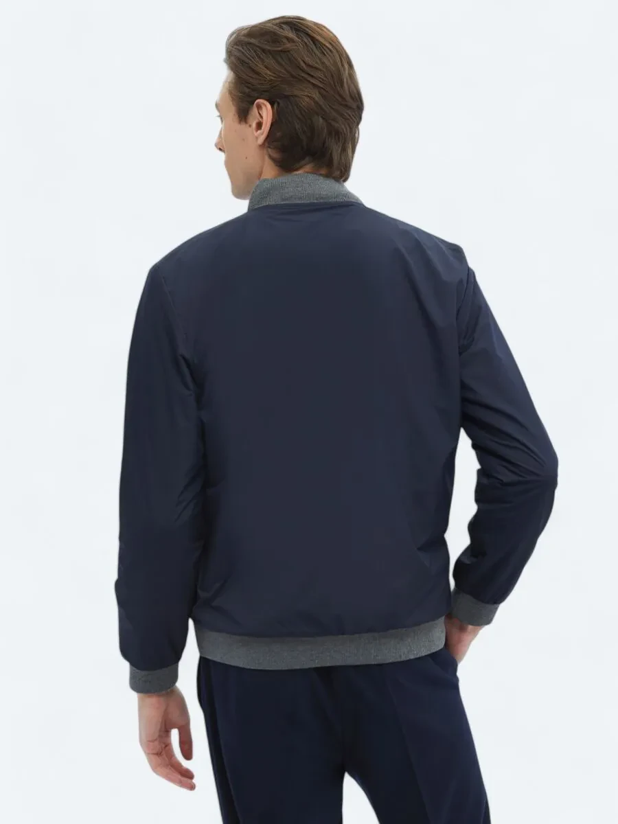 Navy Blue Weaving Coat - 9