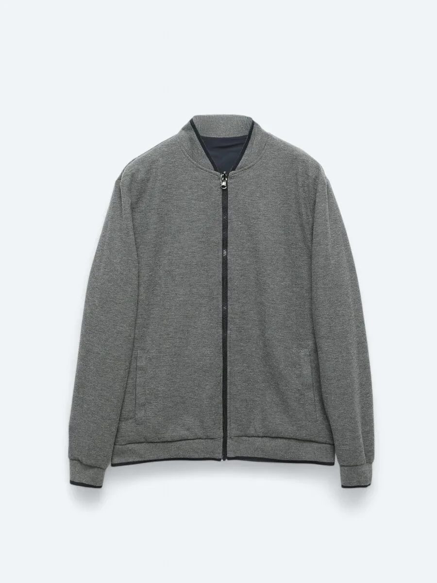 Navy Blue Weaving Coat - 11