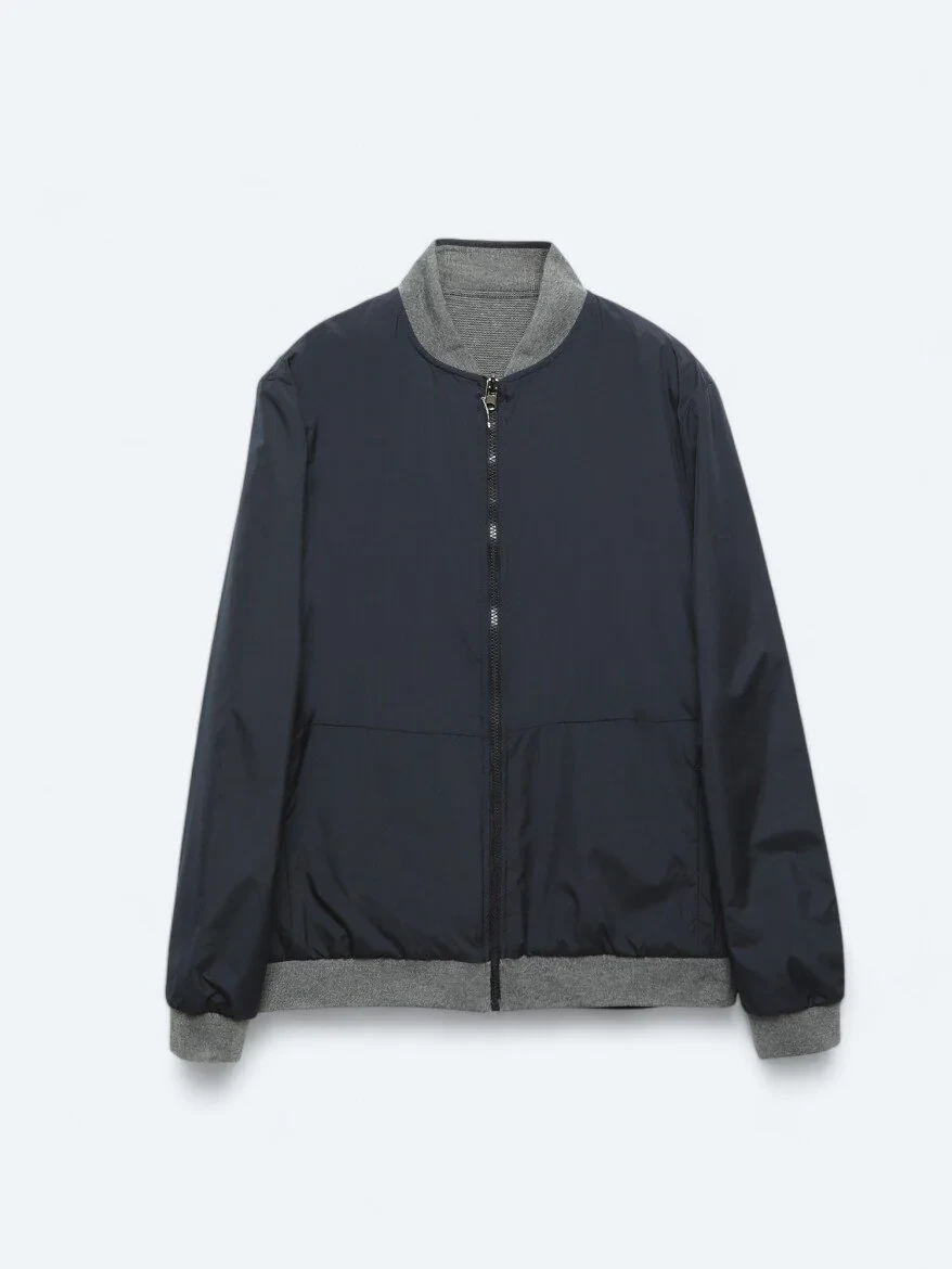 Navy Blue Weaving Coat - 12