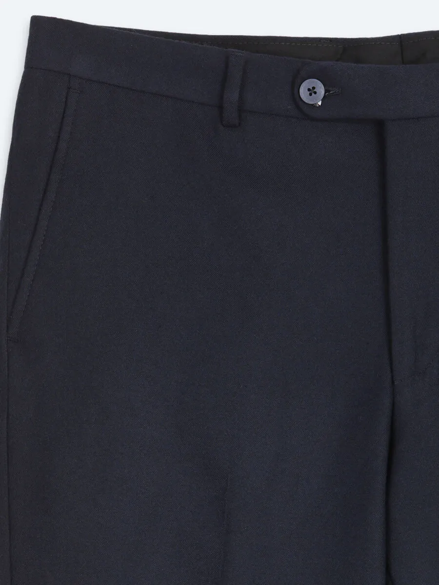Navy Blue Weaving Fitted Fit Classical Trousers - 8