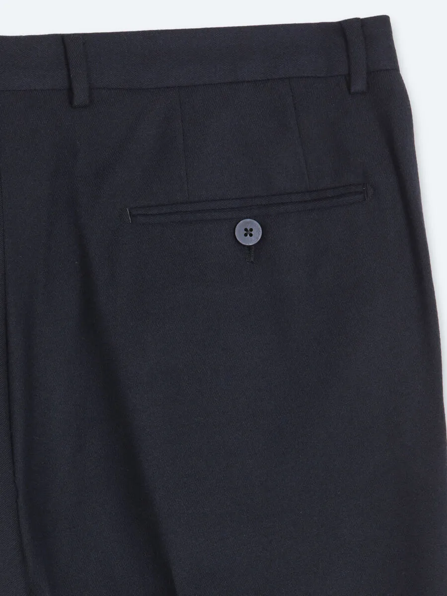 Navy Blue Weaving Fitted Fit Classical Trousers - 9