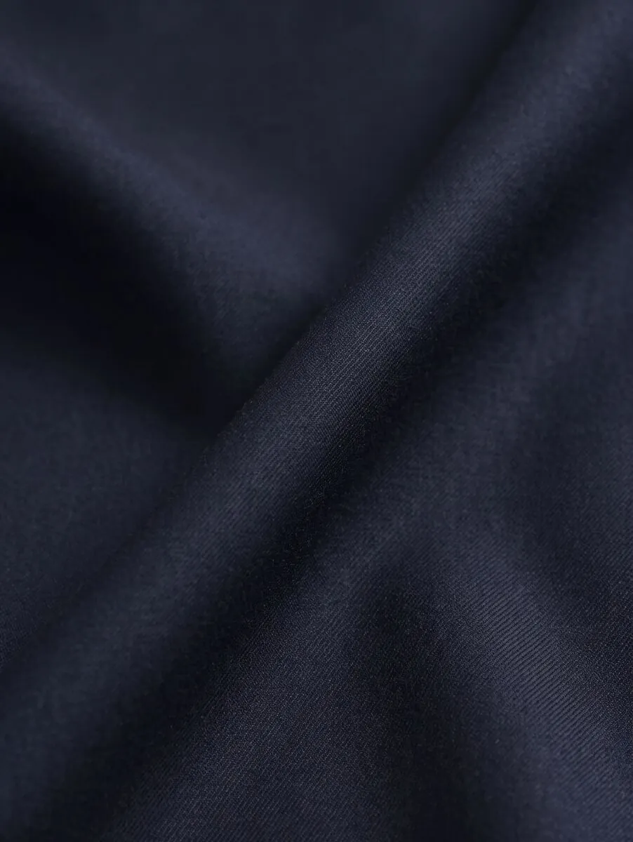 Navy Blue Weaving Fitted Fit Classical Trousers - 10
