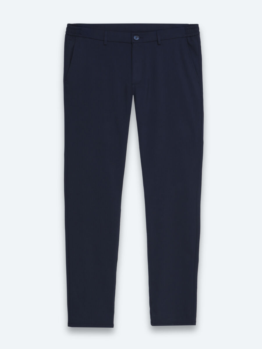 Navy Blue Weaving Jogging Fit Casual Trousers - 5