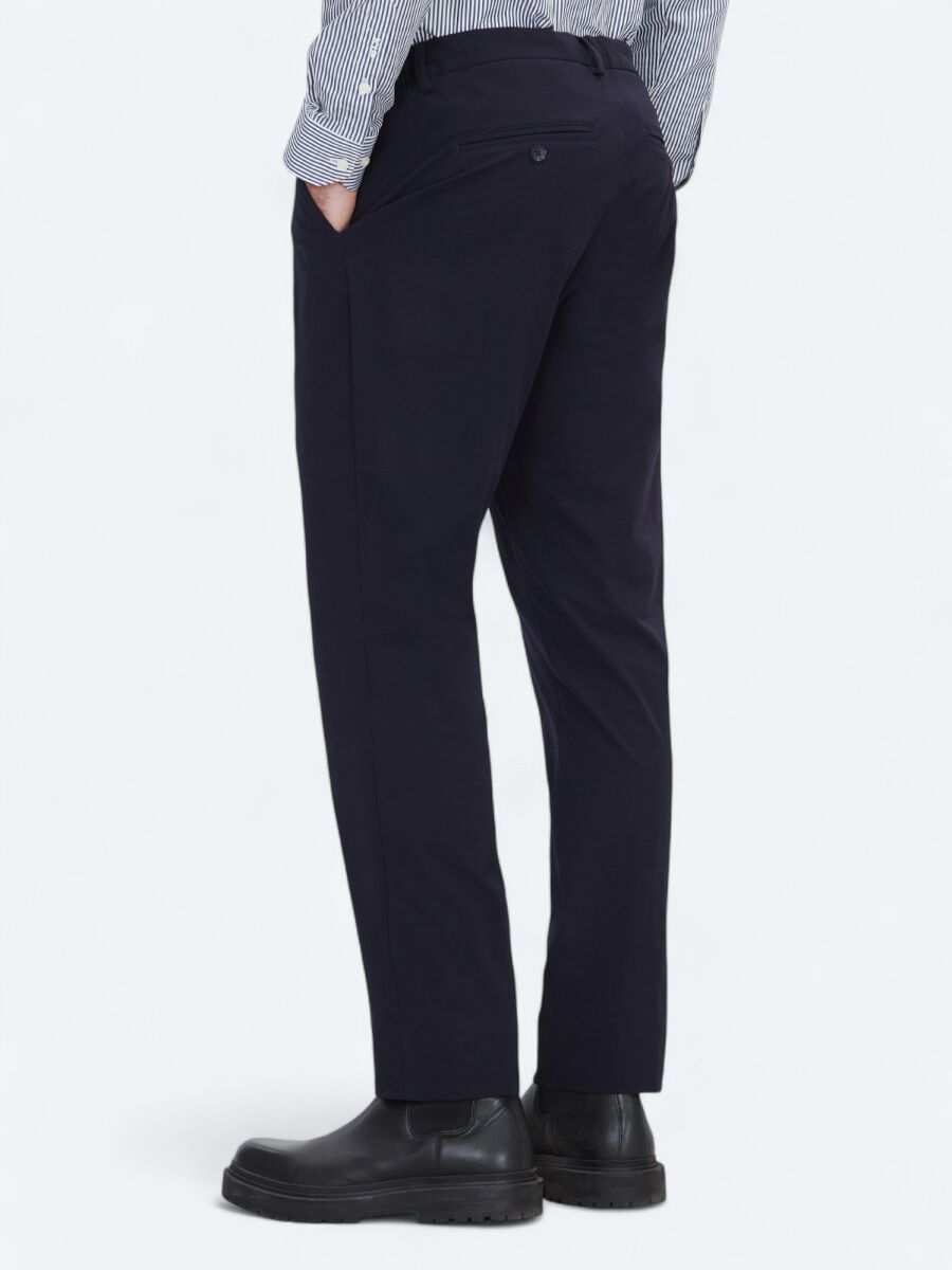 Navy Blue Weaving Jogging Fit Casual Trousers - 4