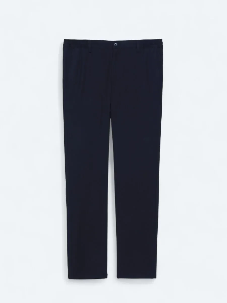 Navy Blue Weaving Jogging Fit Casual Trousers - 1