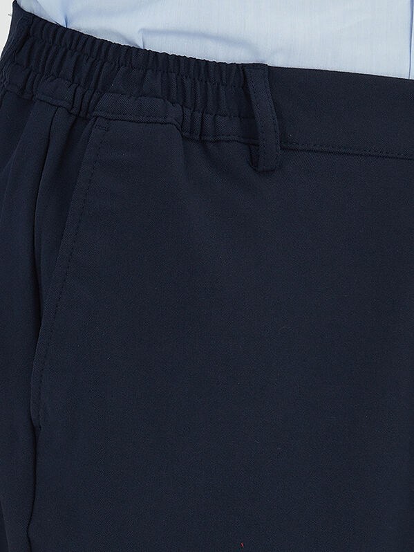 Navy Blue Weaving Jogging Fit Casual Trousers - 3