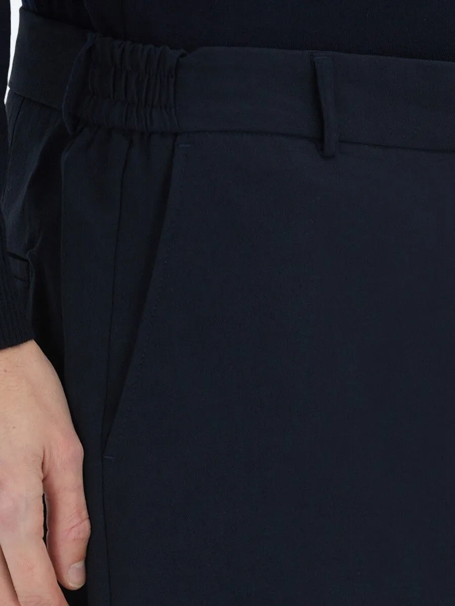 Navy Blue Weaving Jogging Fit Casual Trousers - 3