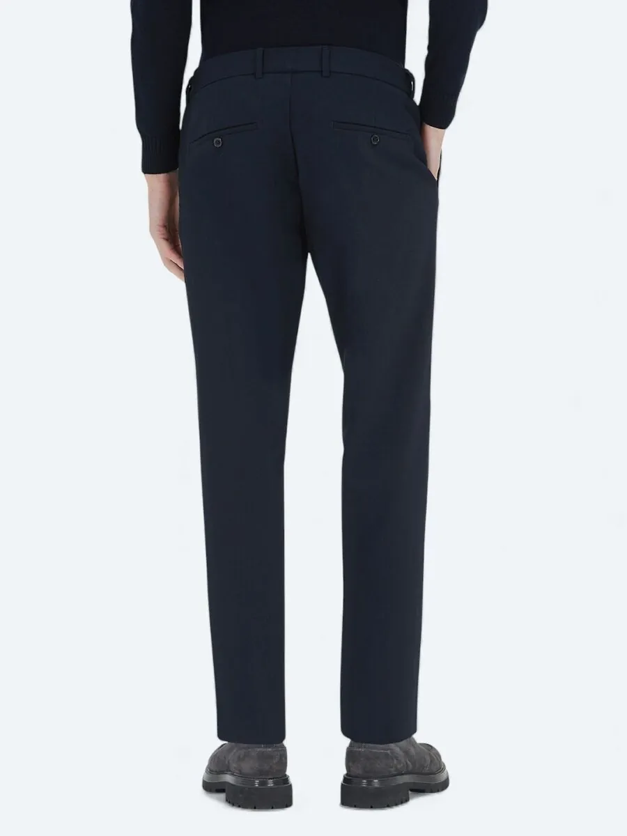 Navy Blue Weaving Jogging Fit Casual Trousers - 4