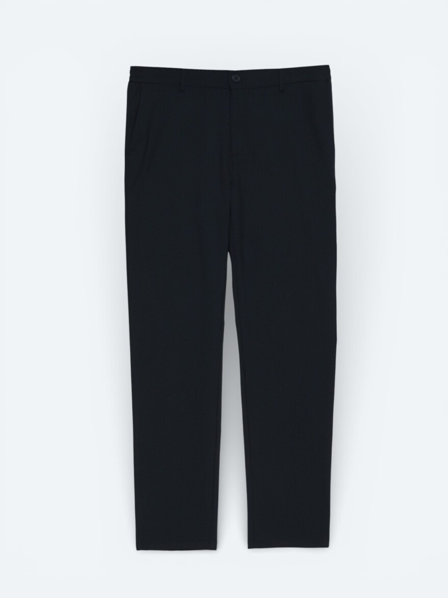 Navy Blue Weaving Jogging Fit Casual Trousers - 5