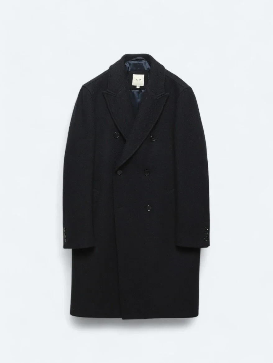 Navy Blue Weaving Overcoat - 8