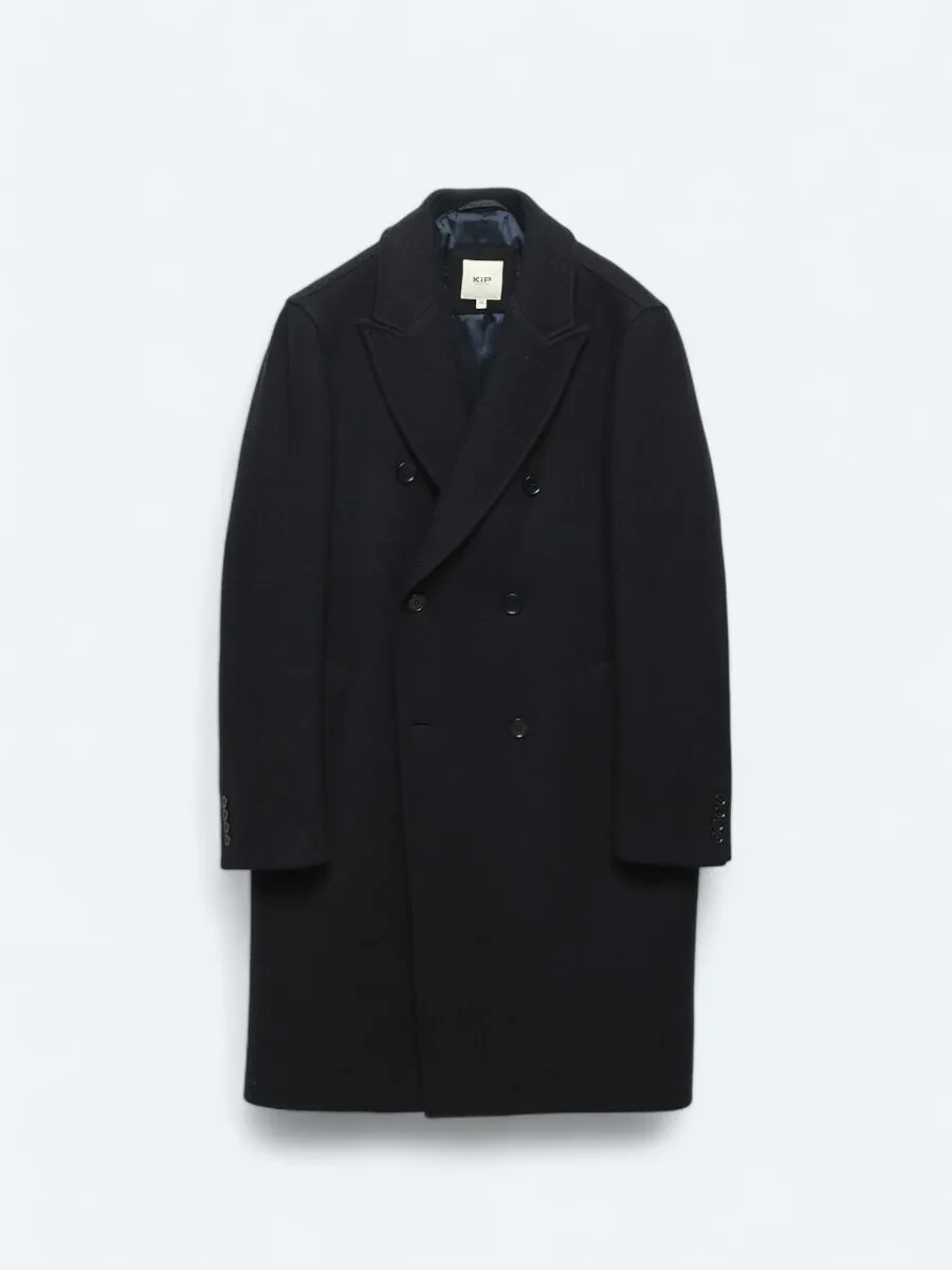 Navy Blue Weaving Overcoat - 8
