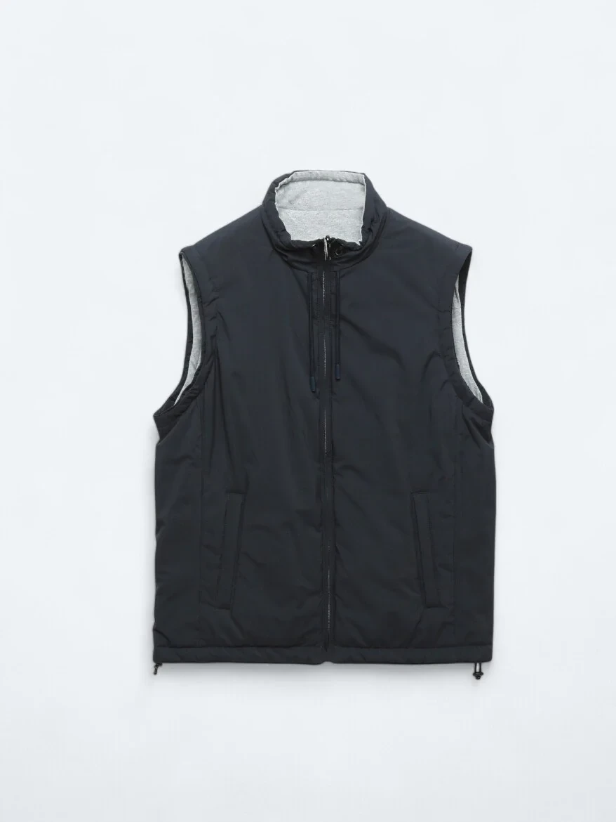 Navy Blue Weaving Puffer Vest - 9