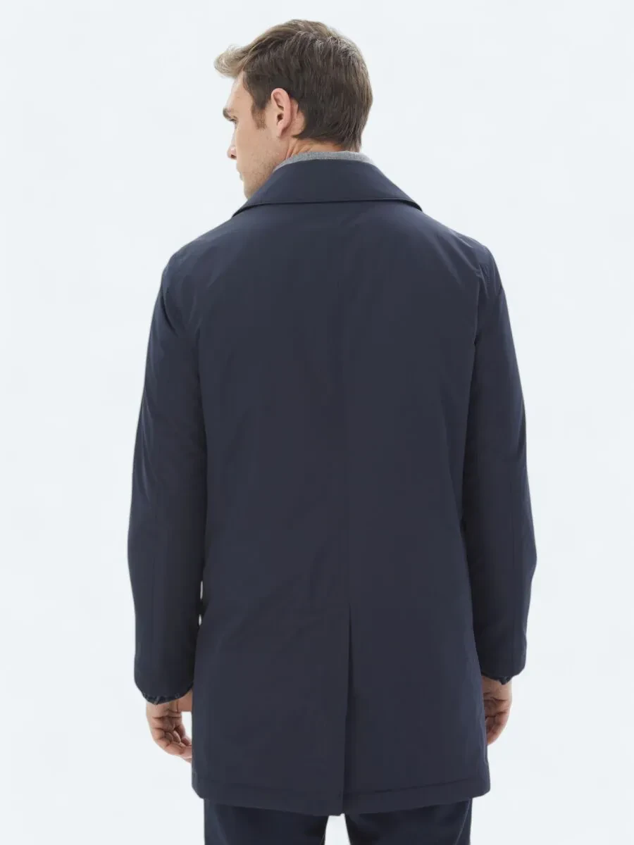 Navy Blue Weaving Rain Coat - 10