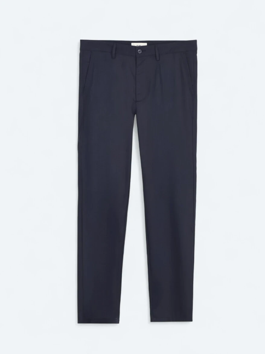 Navy Blue Weaving Regular Fit Casual Trousers - 5