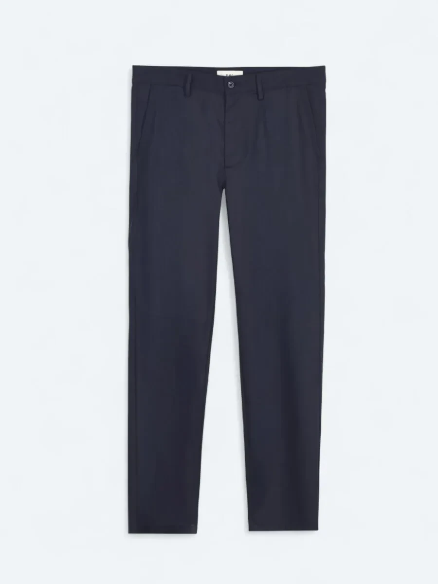 Navy Blue Weaving Regular Fit Casual Trousers - 5