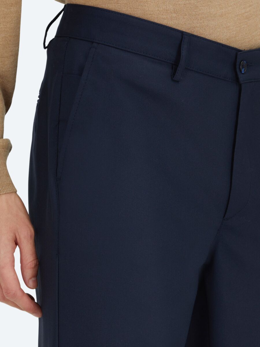 Navy Blue Weaving Regular Fit Casual Trousers - 3
