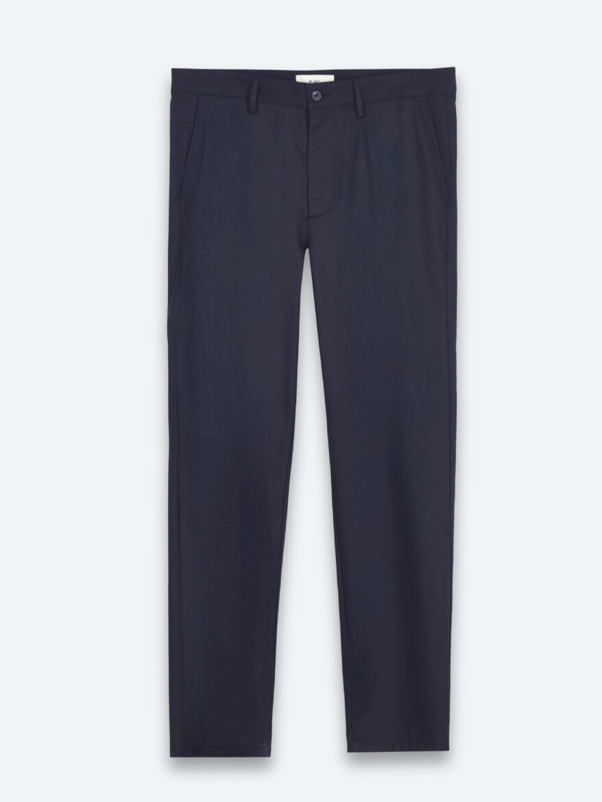 Navy Blue Weaving Regular Fit Casual Trousers - 8