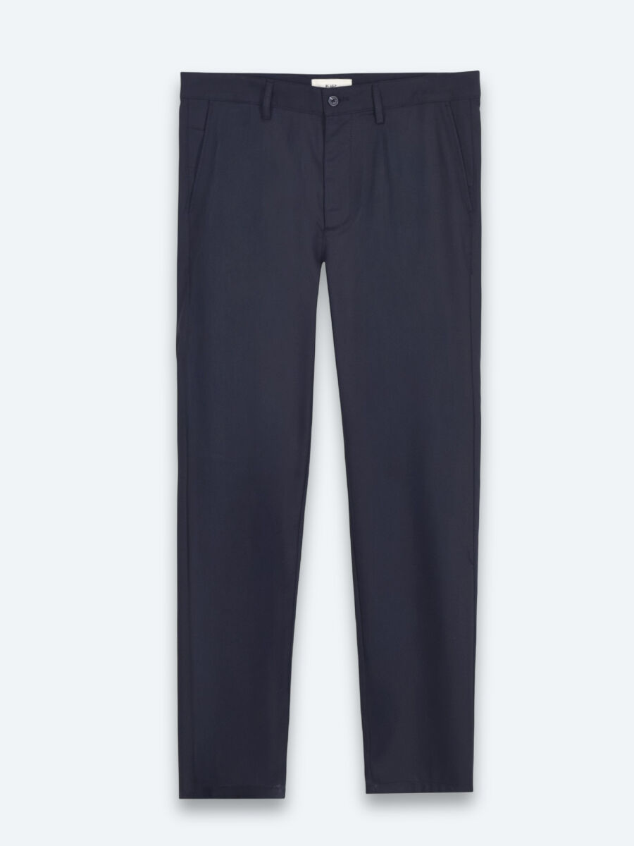 Navy Blue Weaving Regular Fit Casual Trousers - 8