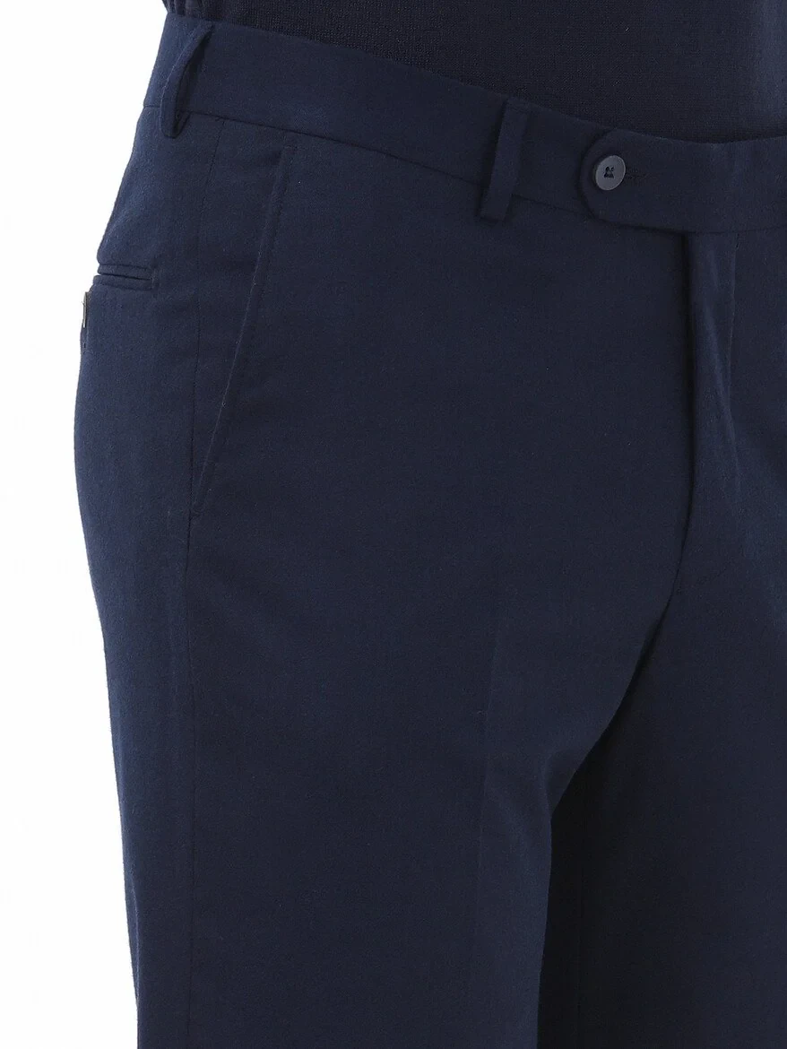 Navy Blue Weaving Regular Fit Classical Trousers - 3