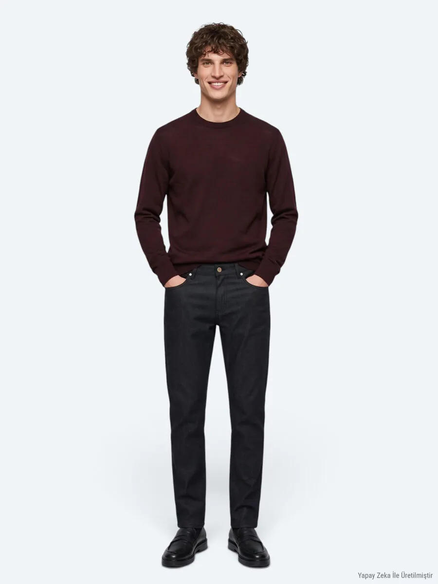 Navy Blue Weaving Slim Fit Sport Cotton Blended Trousers - 1