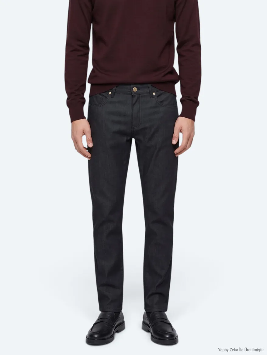 Navy Blue Weaving Slim Fit Sport Cotton Blended Trousers - 4