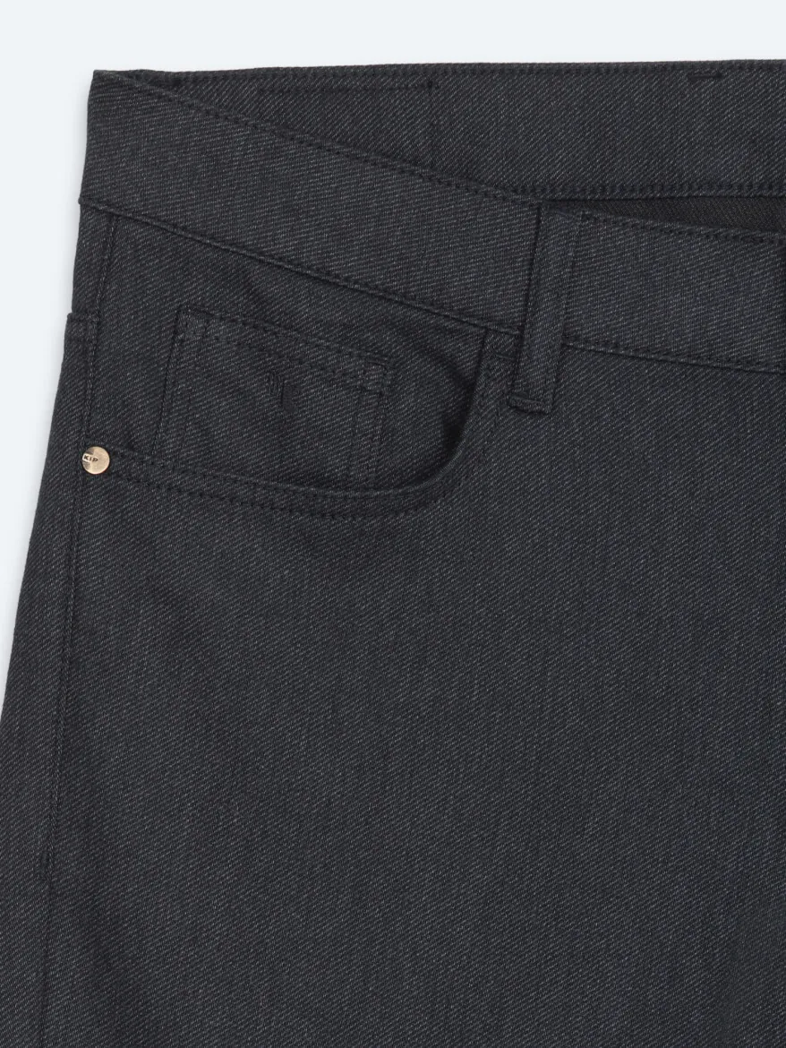 Navy Blue Weaving Slim Fit Sport Cotton Blended Trousers - 8