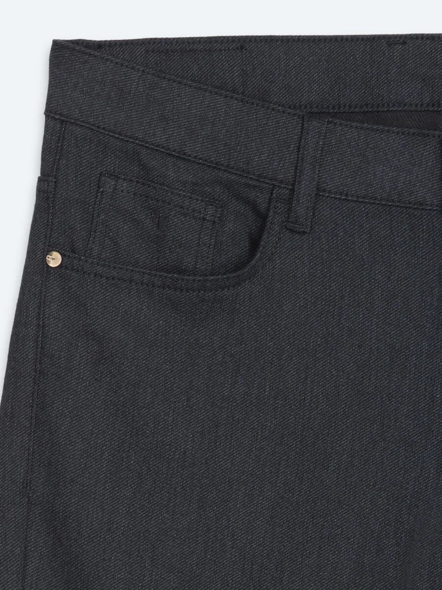 Navy Blue Weaving Slim Fit Sport Cotton Blended Trousers - 8