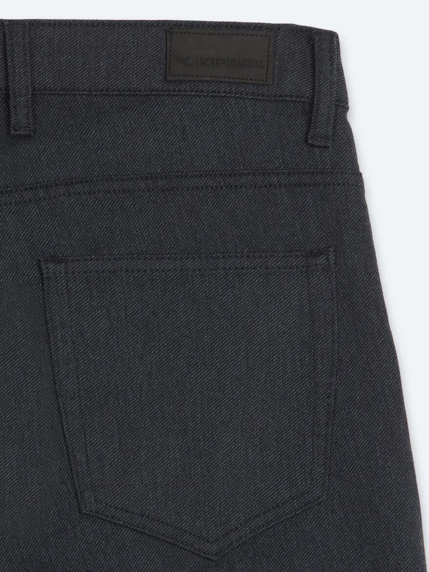 Navy Blue Weaving Slim Fit Sport Cotton Blended Trousers - 9