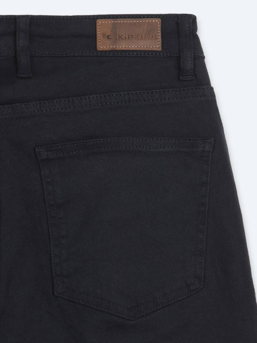 Navy Blue Weaving Slim Fit Sport Cotton Blended Trousers - 9