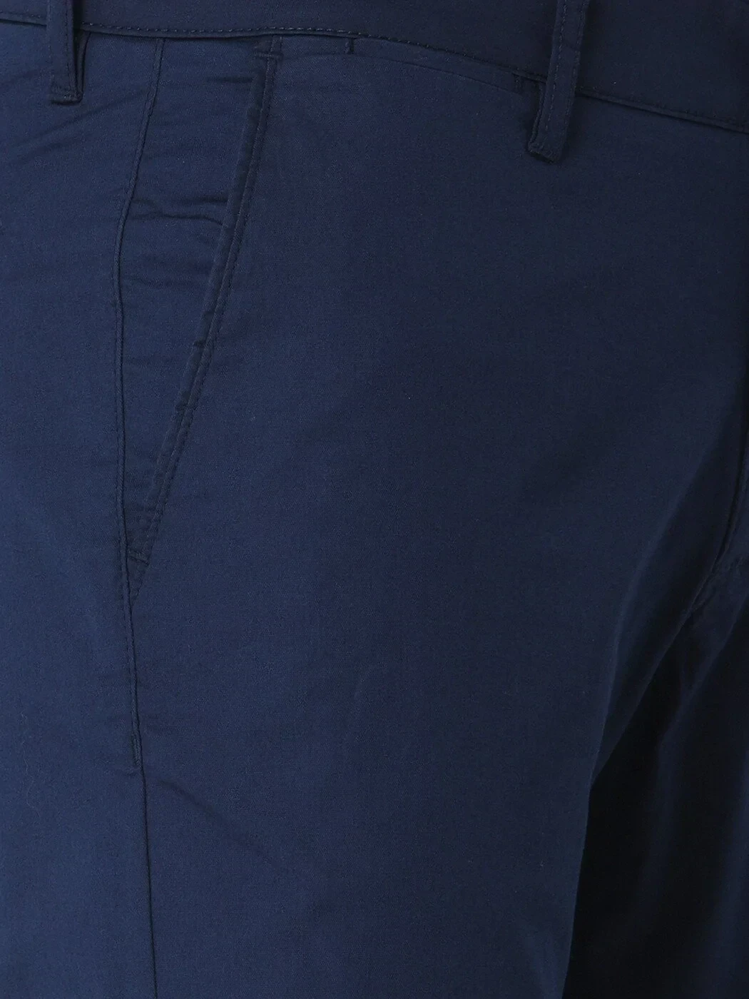 Night Blue Weaving Slim Fit Casual Cotton Blended Trousers - 2
