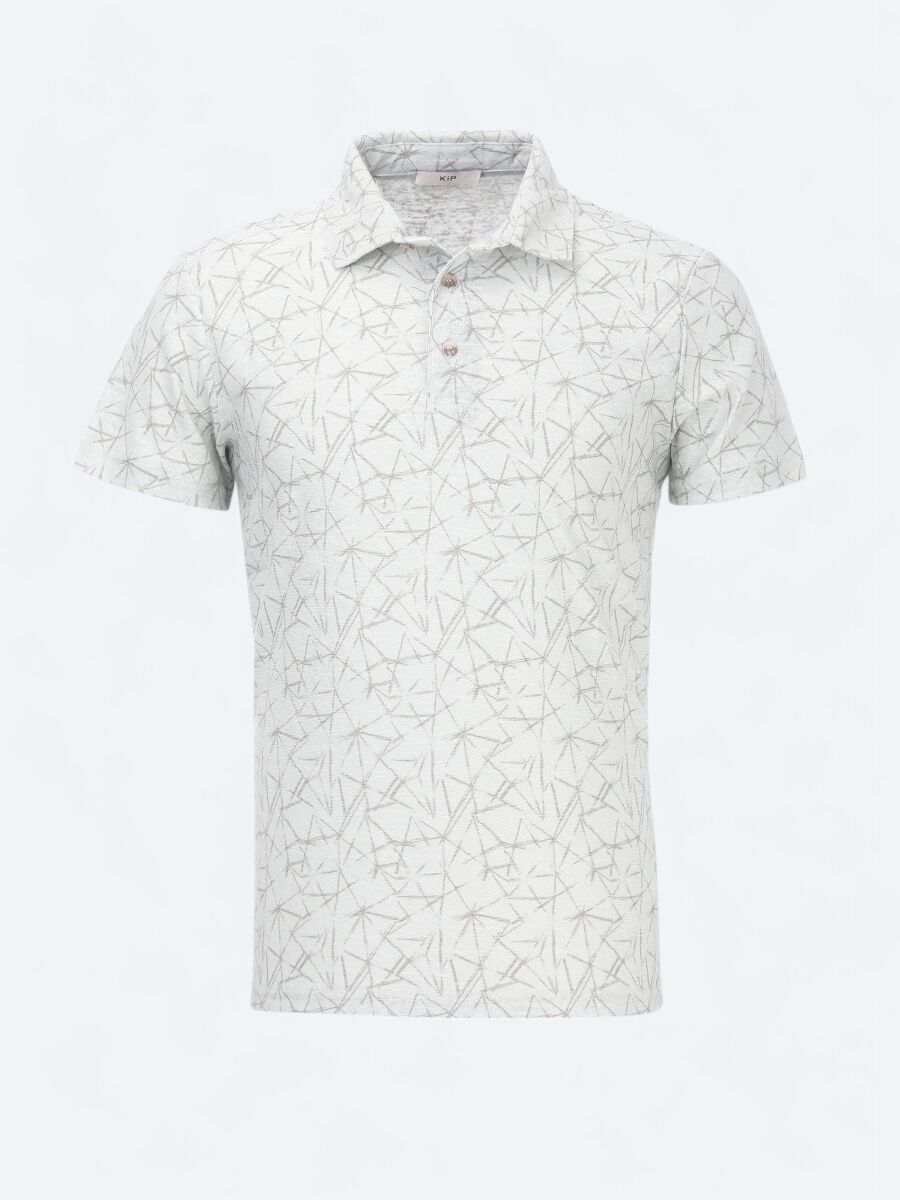 Nil Yeşili Baskılı Polo Yaka Pamuk Karışımlı T-Shirt - 5