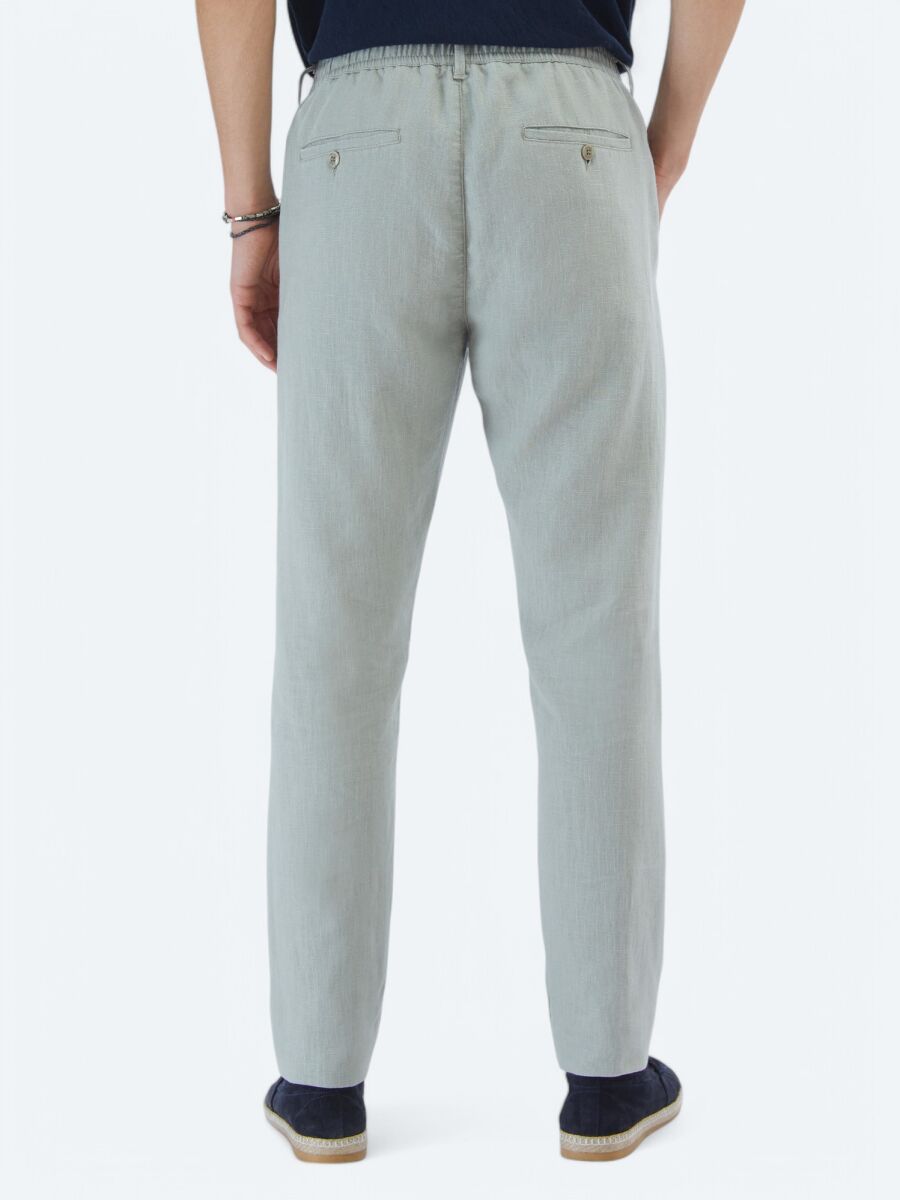 Nil Yeşili Dokuma Jogging Fit Casual Pamuk Karışımlı Pantolon - 5