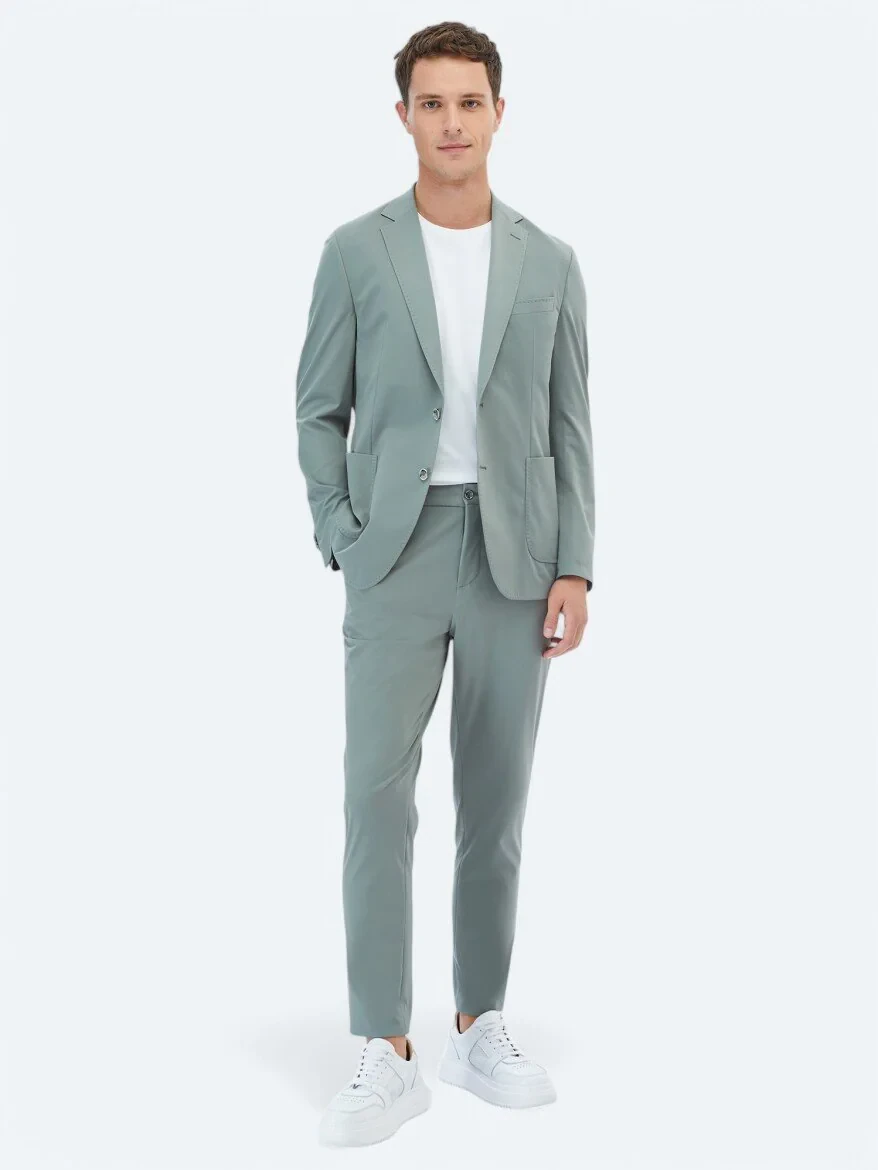 Nil Yeşili Düz Modern Fit Takım Elbise - 2