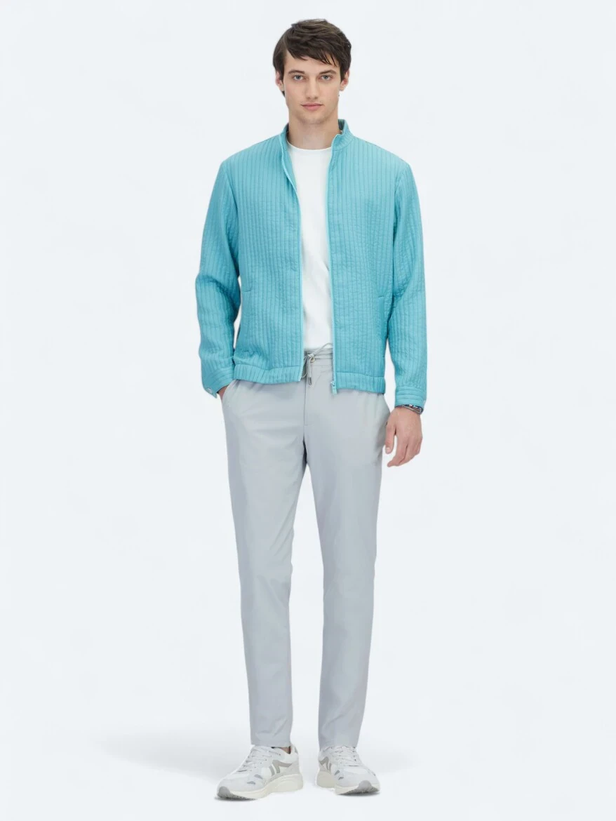 Nil Yeşili Regular Fit Casual Dokuma Mont - 2