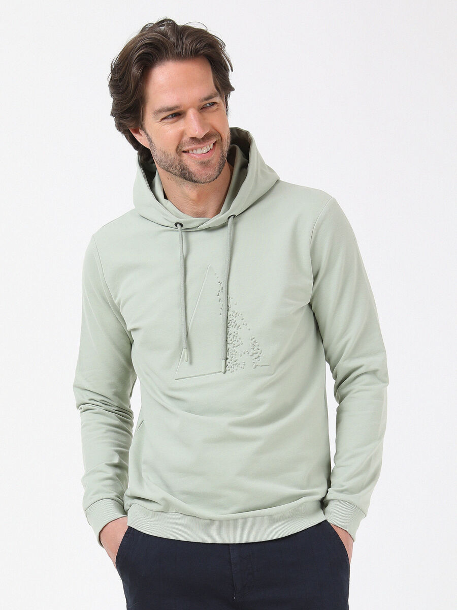 Nile Green Hooded Printed Sweatshirt - 2