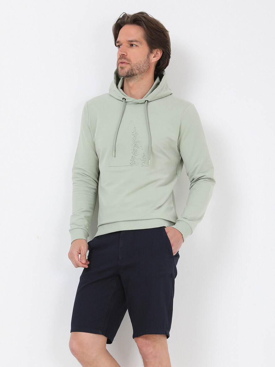 Nile Green Hooded Printed Sweatshirt - 3