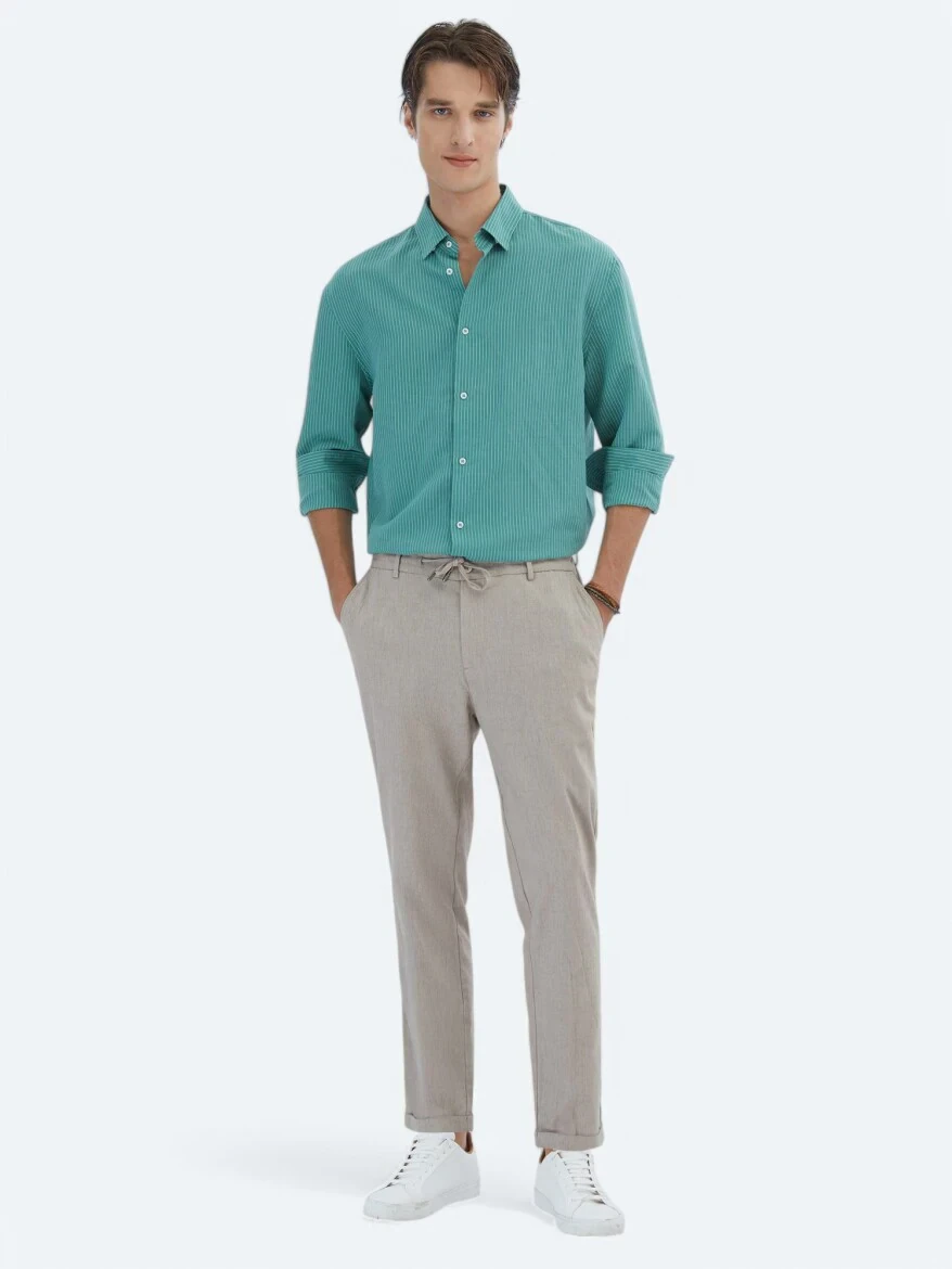 Nile Green Oversize Fit Weaving Casual Shirt - 2