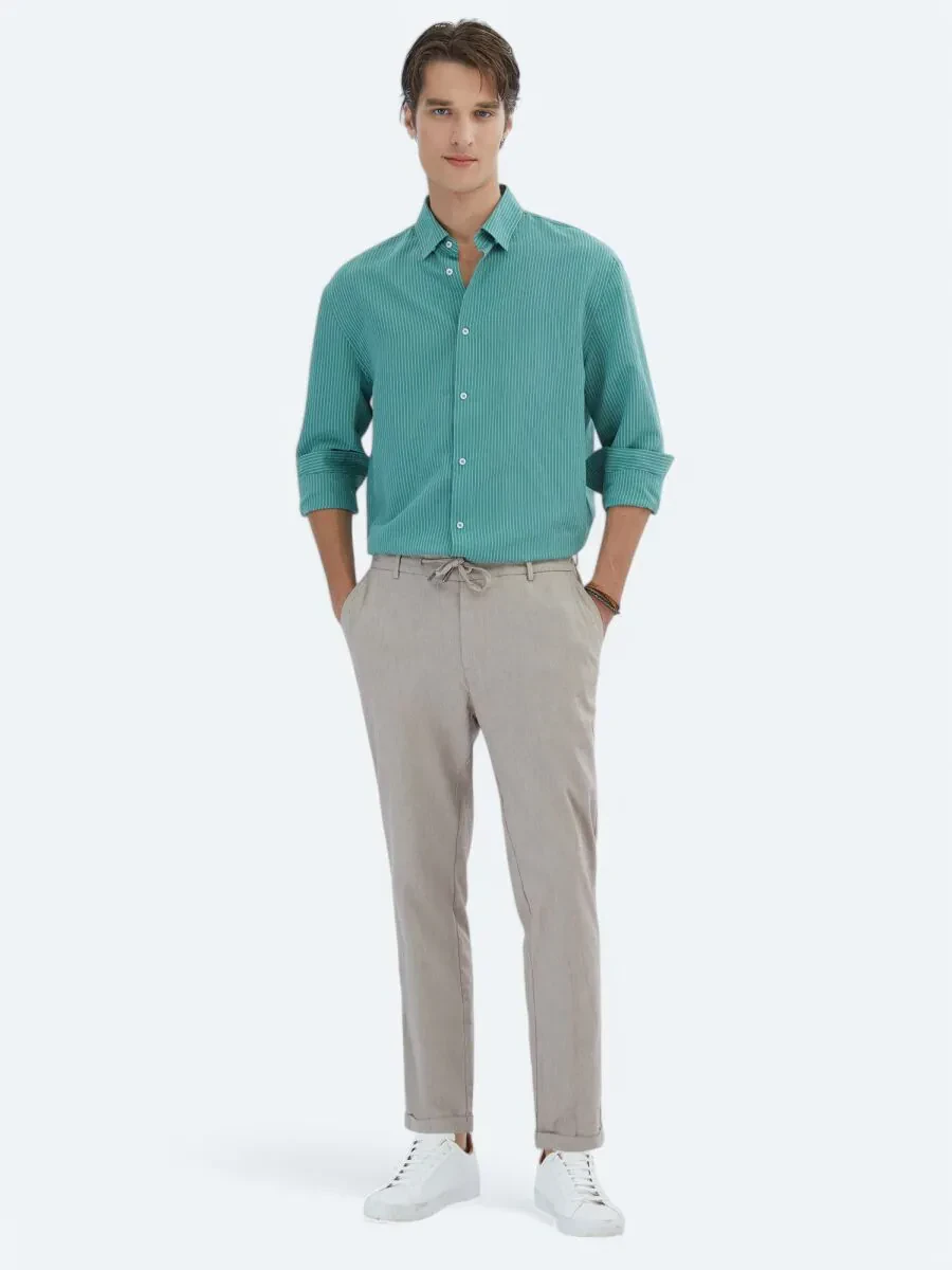 Nile Green Oversize Fit Weaving Casual Shirt - 2